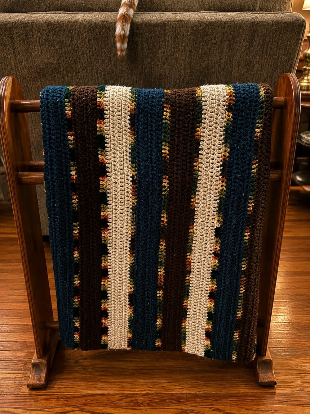 Handmade Crochet Afghan, 37X65.